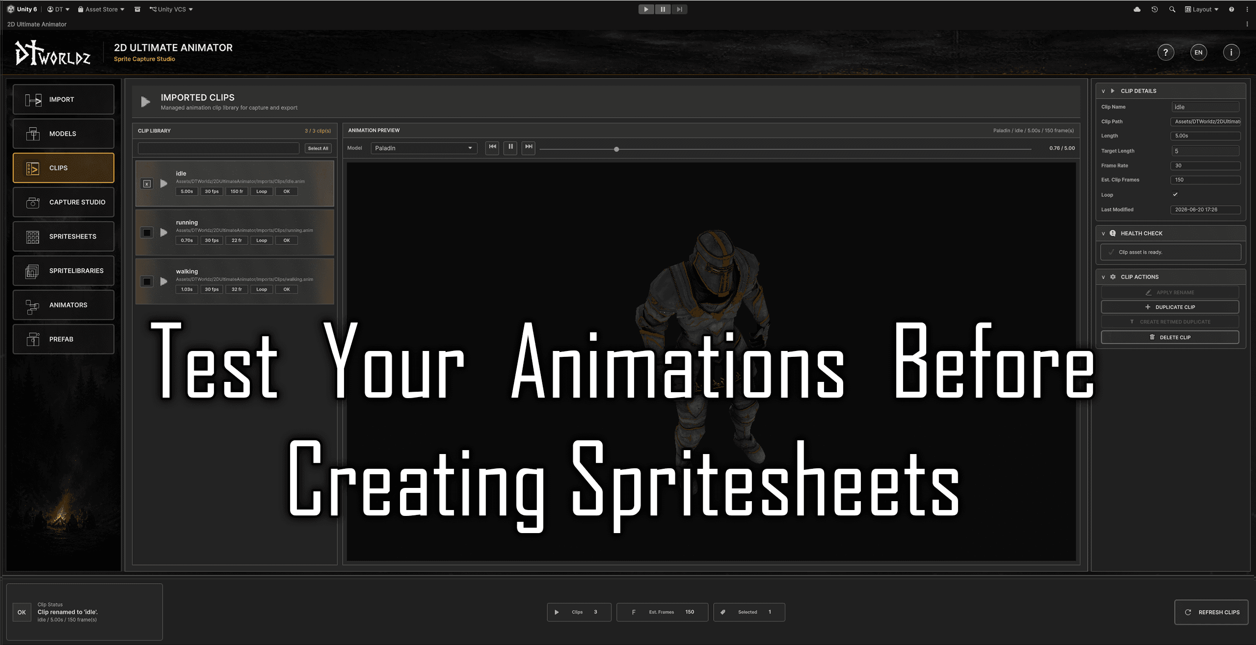 Clips workflow screenshot for 2D Ultimate Animator.