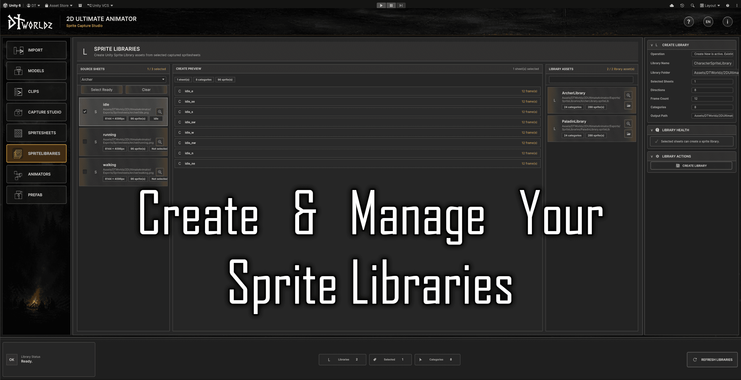 Sprite Libraries workflow screenshot for 2D Ultimate Animator.
