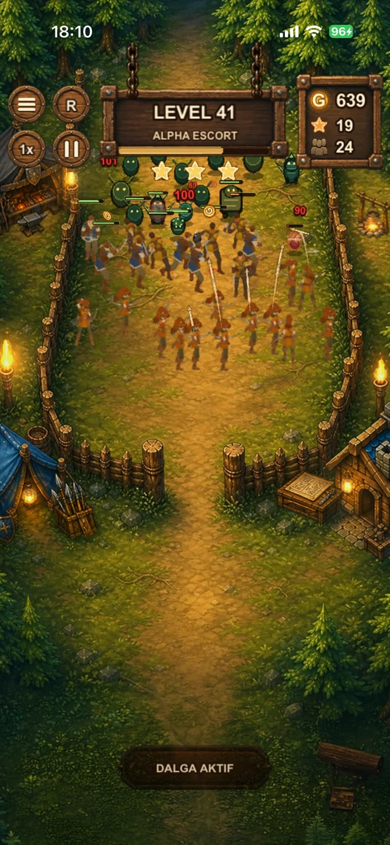 Hearthguard guards surviving a creature wave at the village line.