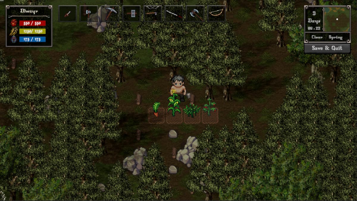 Farming gameplay snapshot of the asset's top-down RPG sandbox atmosphere.